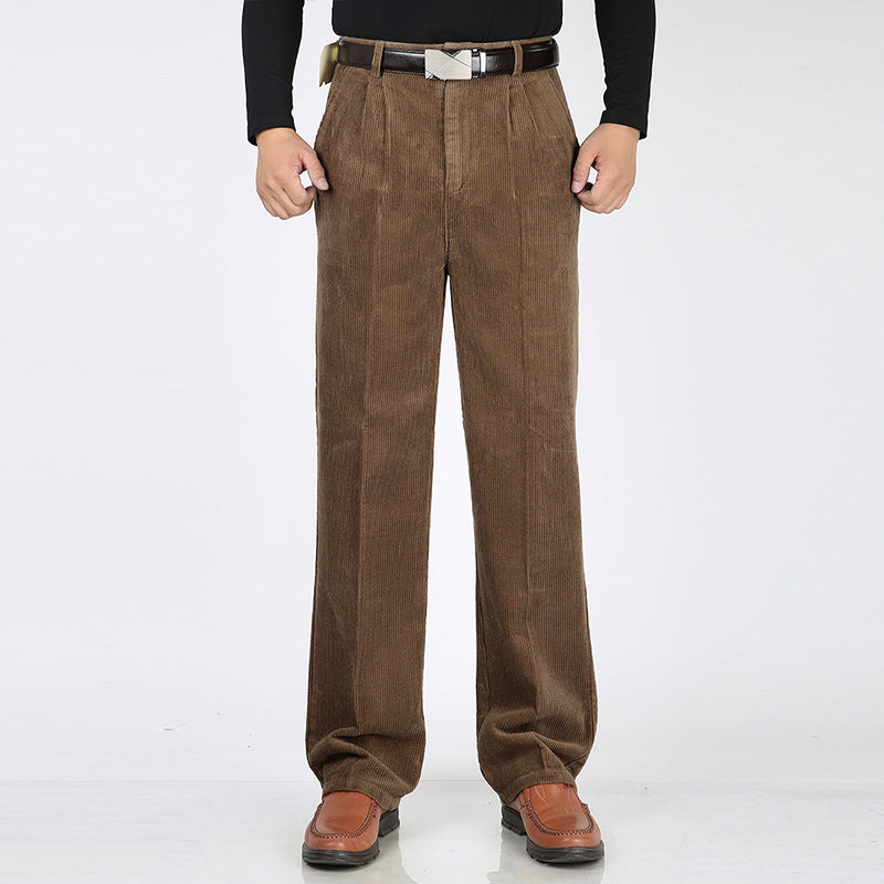 Men’s Wide-Leg Pleated Trousers with Belt Loops