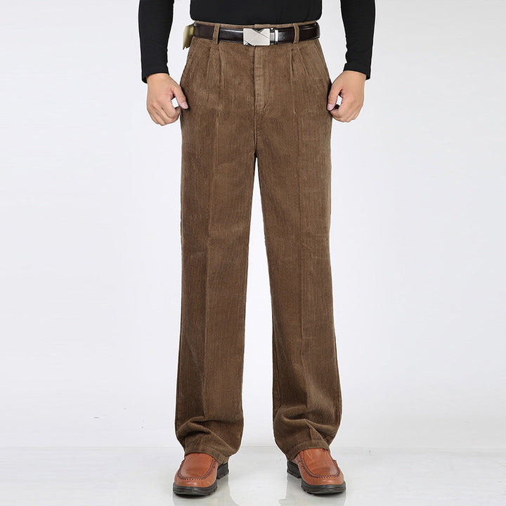 Men’s Wide-Leg Pleated Trousers with Belt Loops