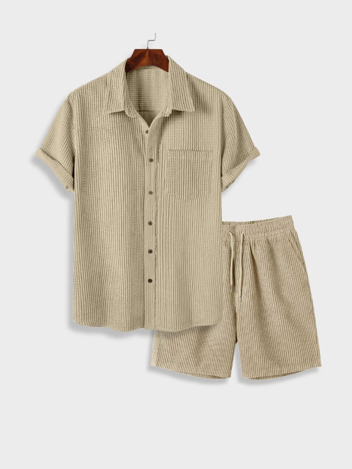 Men’s Corduroy Summer Shirt & Shorts Set