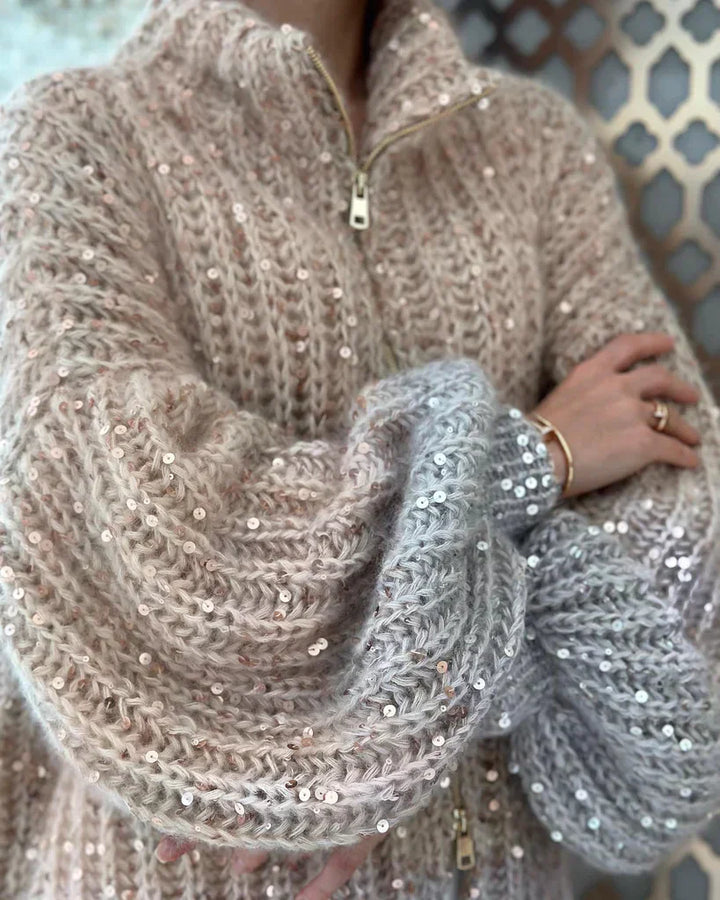CASY | GLITTERING SILK CARDIGAN SWEATER
