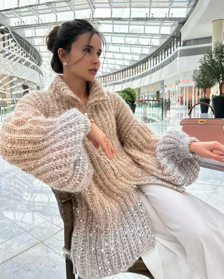 CASY | GLITTERING SILK CARDIGAN SWEATER