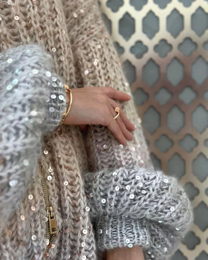 CASY | GLITTERING SILK CARDIGAN SWEATER